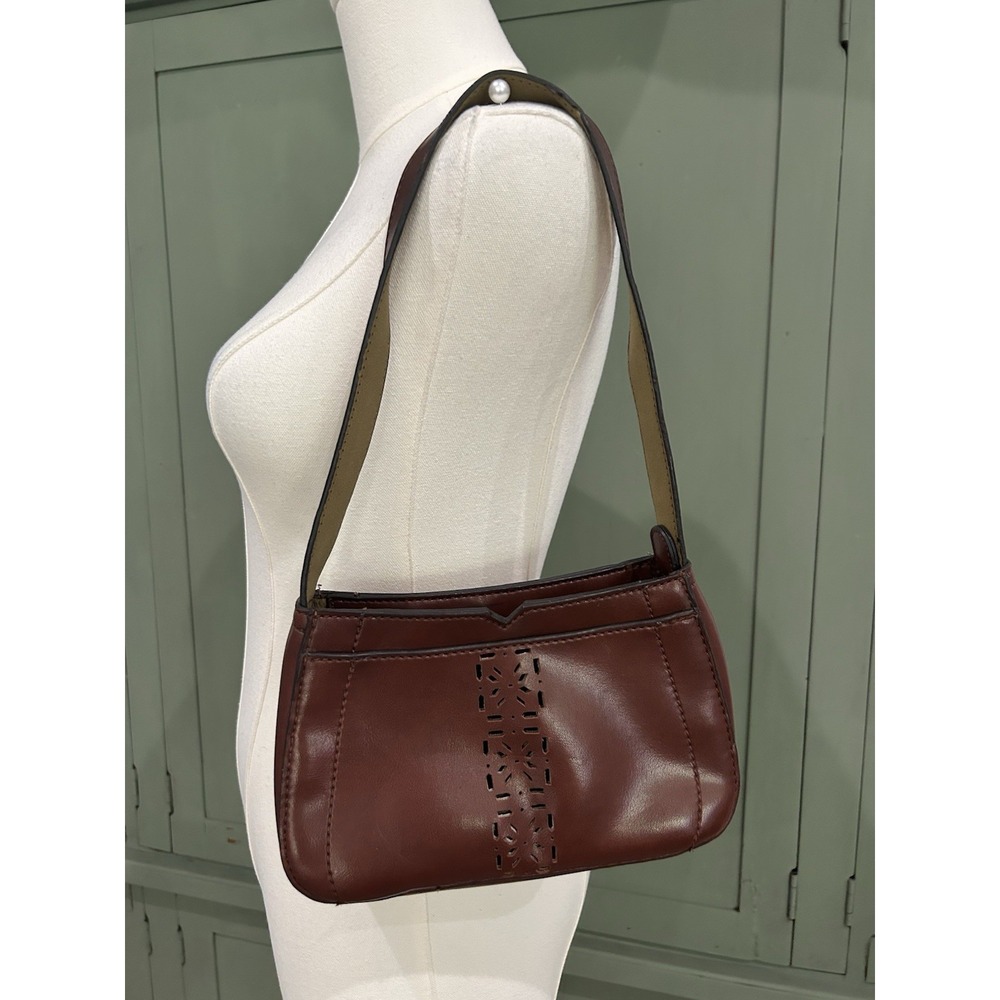 Y2K Mini Shoulder Bag Purse Faux leather Boho Forest Fairy Grunge Brown Euro